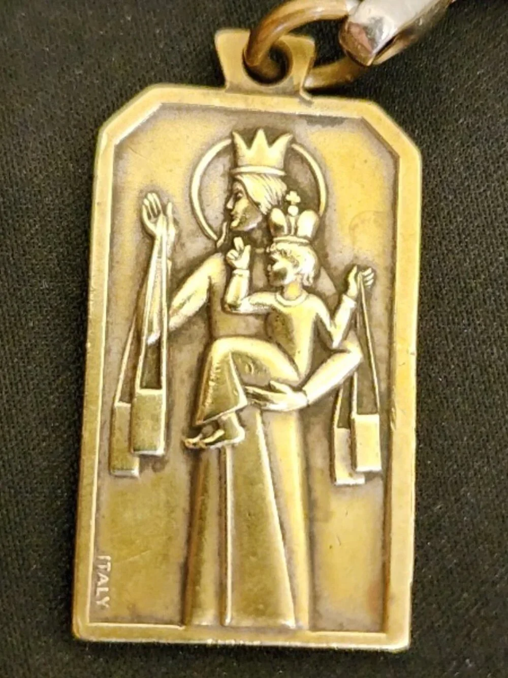 Vintage Italian Brass Scapular (Religious) Keychain